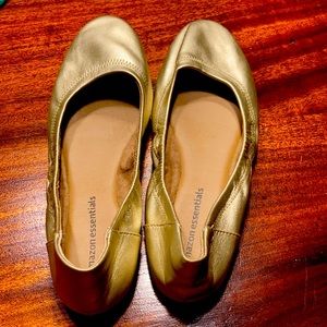 Gold Ballet flats size 8.5 Amazon Essentials